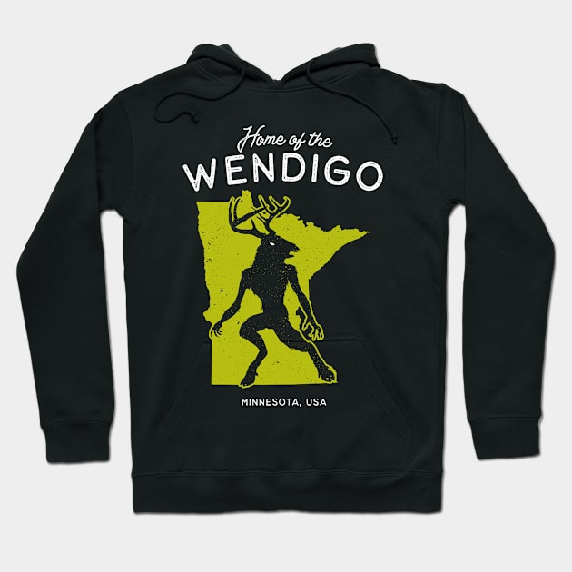 Home of the Wendigo - Minnesota USA Hoodie by Strangeology